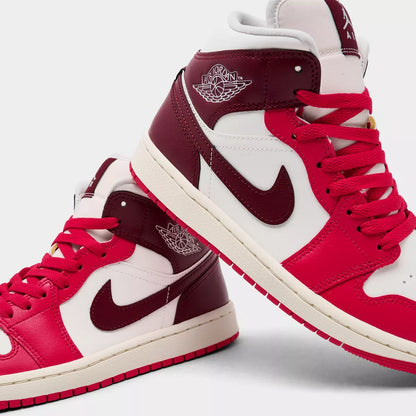 [bq6472-119] Womens Air Jordan Retro 1 Mid 'sail Mystic Hibiscus'