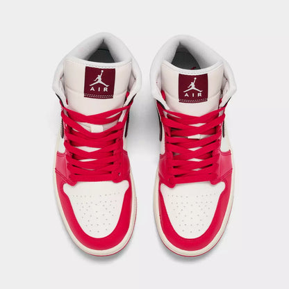 [bq6472-119] Womens Air Jordan Retro 1 Mid 'sail Mystic Hibiscus'
