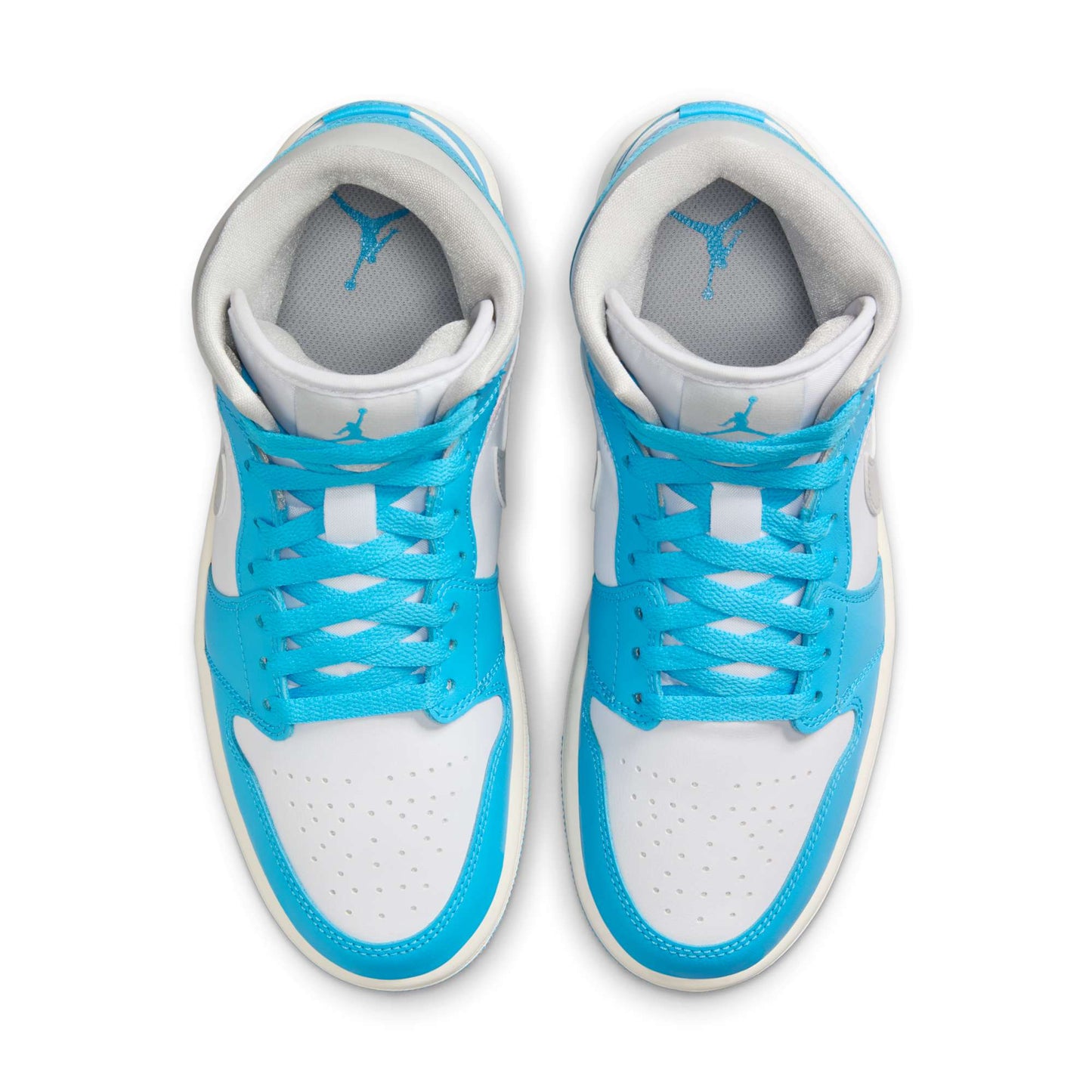 Air Jordan Women's Retro 1 Mid 'Dark Powder Blue White Sail Neutral Grey' Sneakers