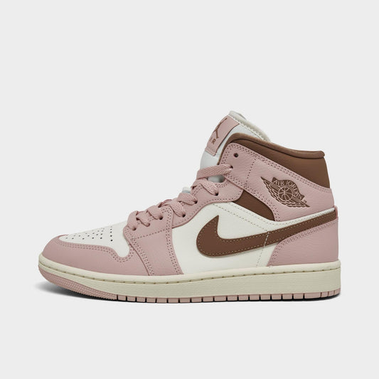 [bq6472-620] Womens Air Jordan Retro 1 Mid 'pink Oxford Brown'