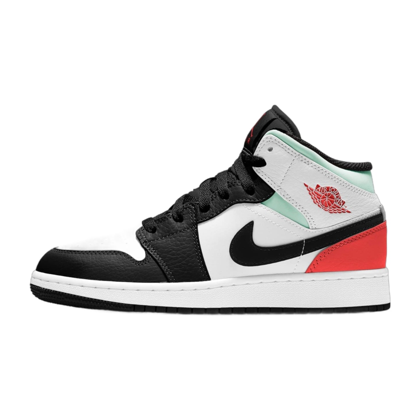 Air Jordan Grade School Retro 1 Mid 'Se White Black Red Spruce' Gs Sneakers