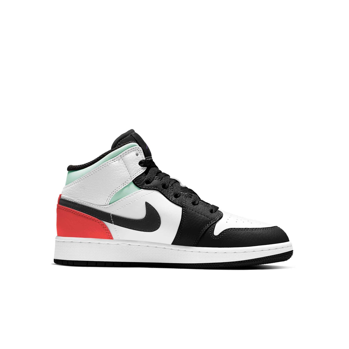 Grade School Air Jordan Retro 1 Mid 'Se White Black Red Spruce' (Gs)
