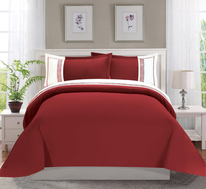 Elegant Comfort 3-Piece Greek Embroidered Duvet Cover Set