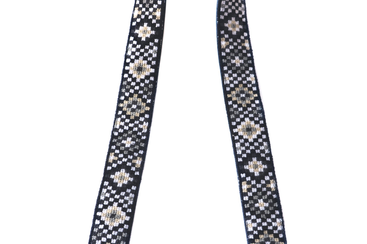 Mai Woven Bag Strap - Black & White with Leather