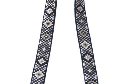 Mai Woven Bag Strap - Black & White with Leather