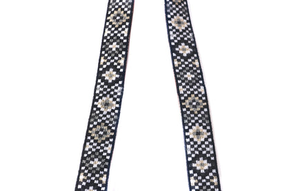 Mai Woven Bag Strap - Black & White with Leather