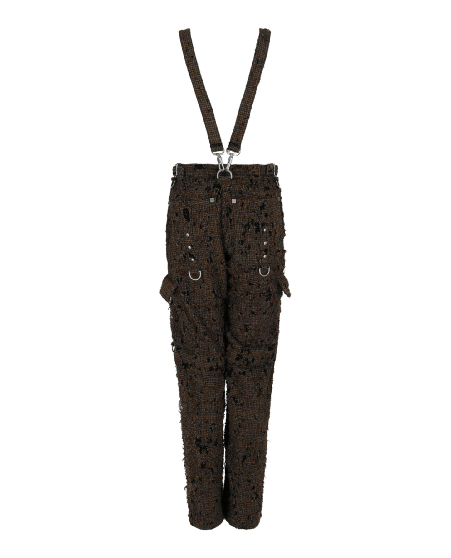 Givenchy Two in One Detachable Pants in Destroyed Checks With Suspenders
