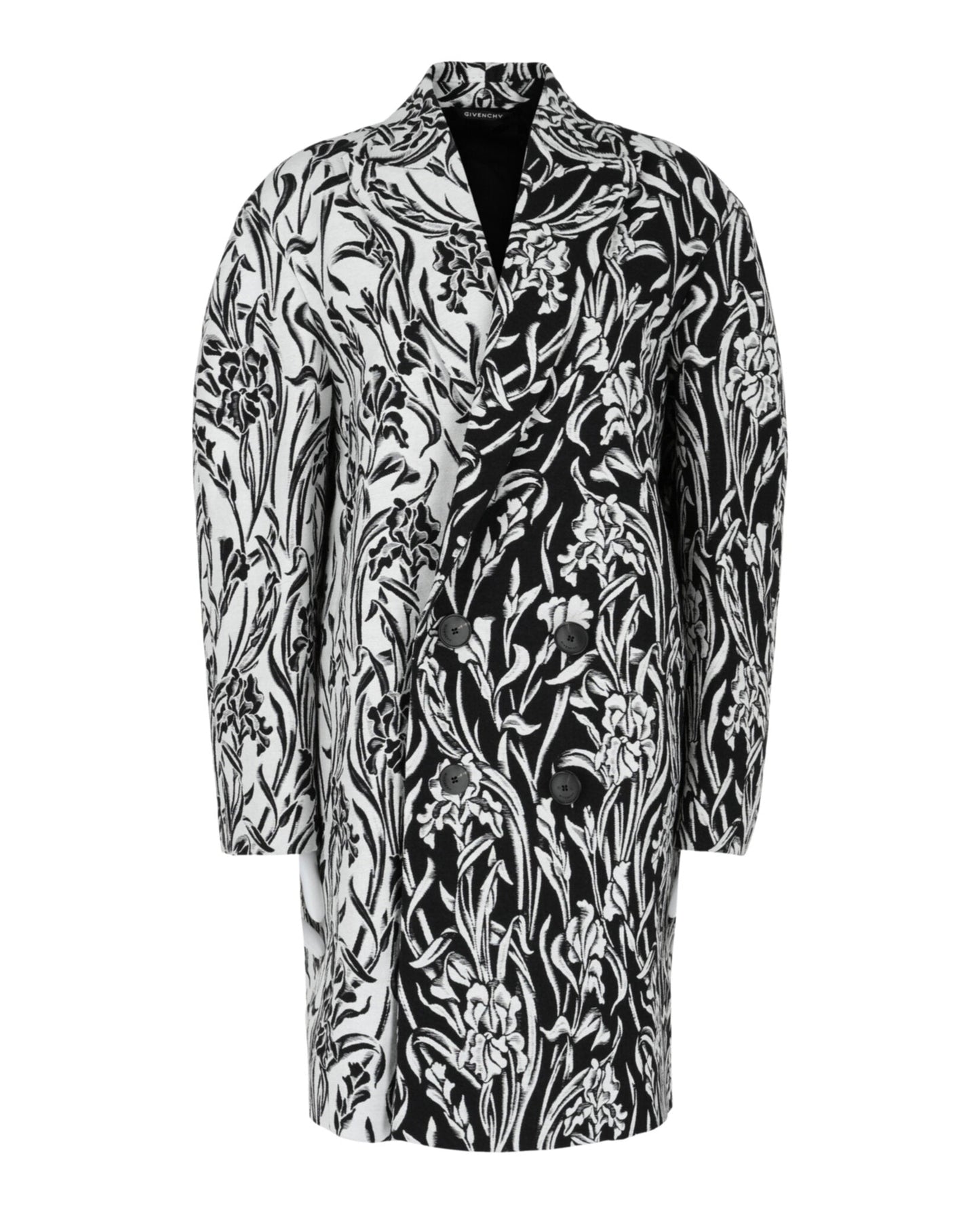 Givenchy Double-Breasted Floral Jacquard Coat