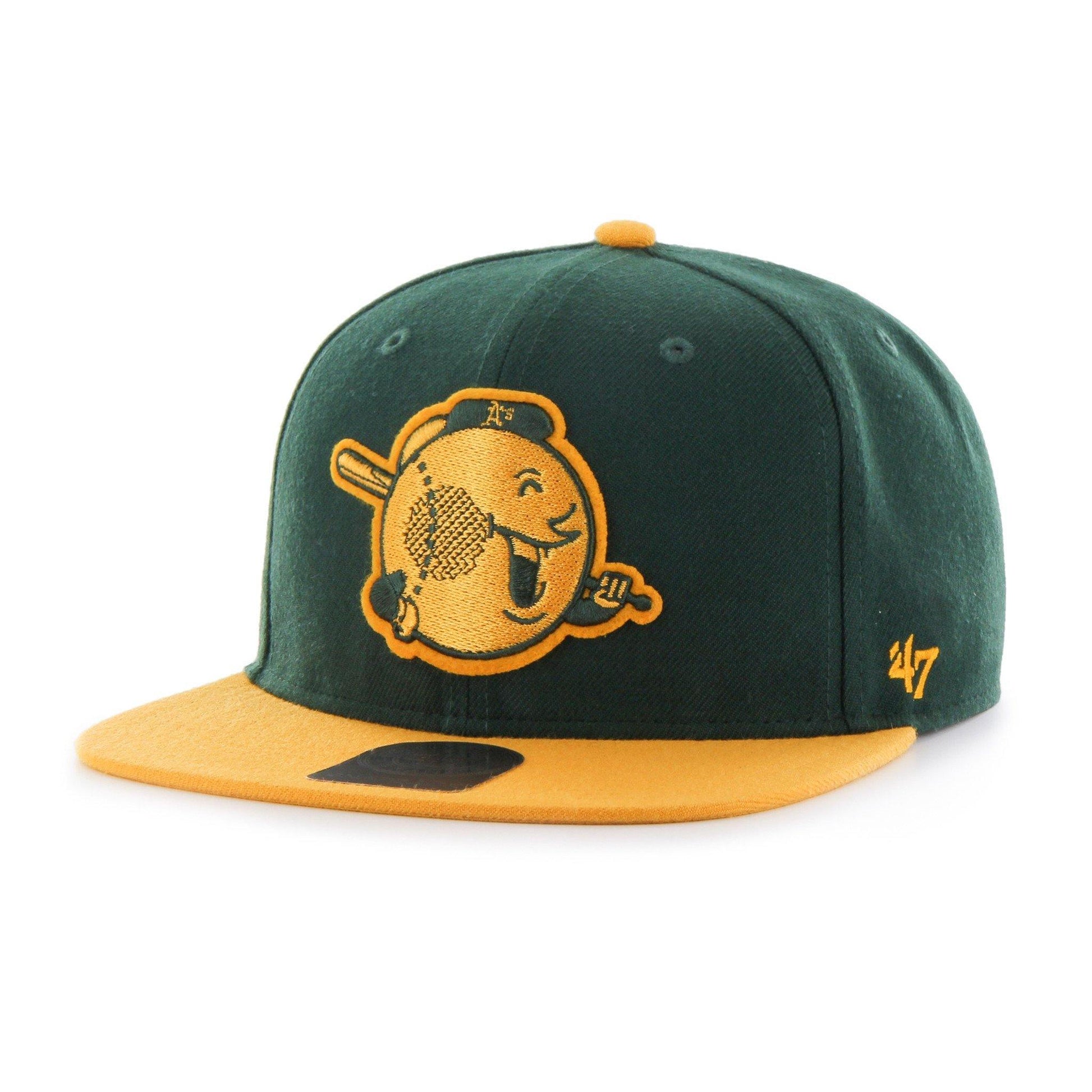 Mens 47 Brand Oakland Athletics Captain Snapback - Green/Yellow - sneakAR