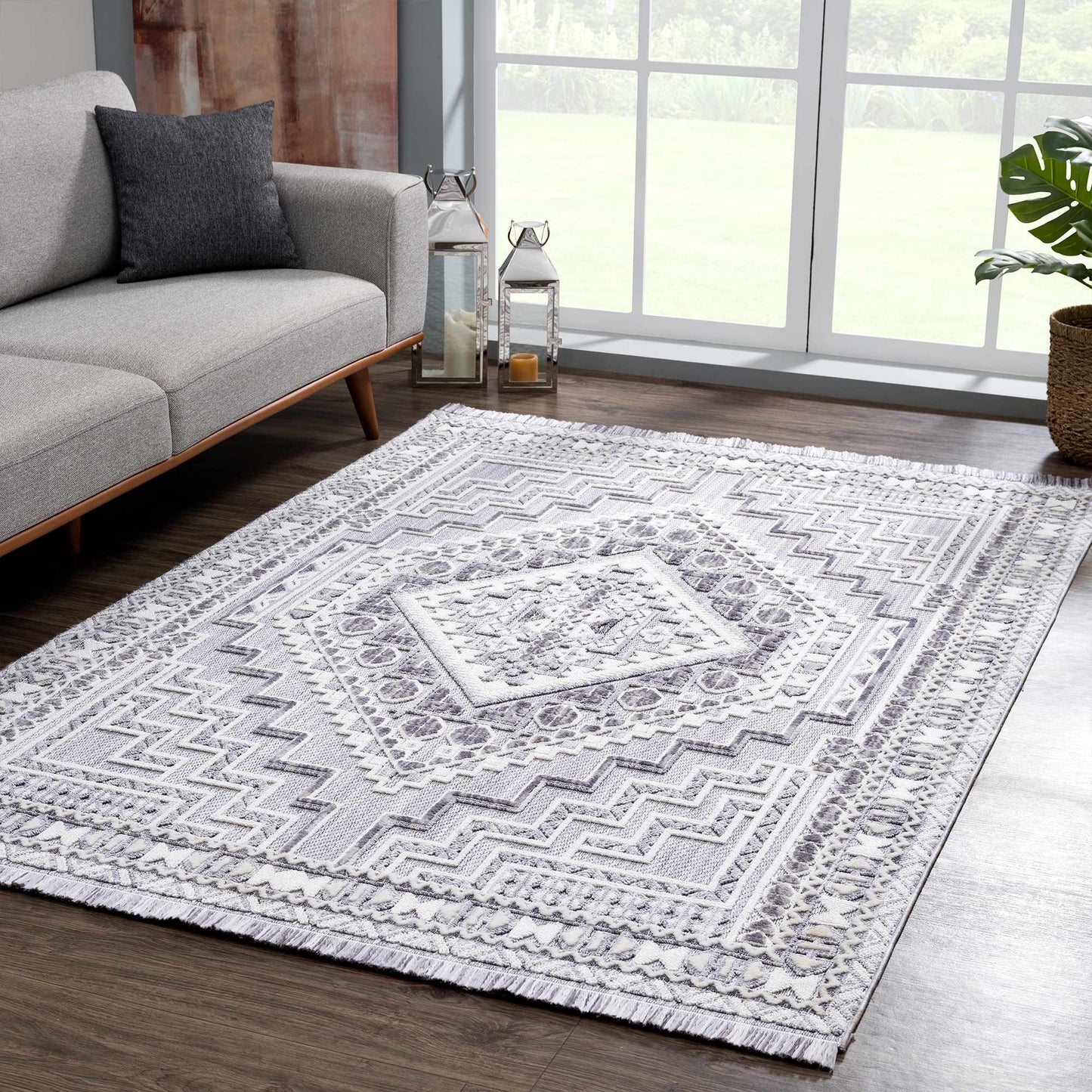 Alya 3D Saxony with Fringes Area Rug - Clearance