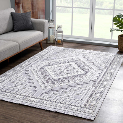 Alya 3D Saxony with Fringes Area Rug - Clearance