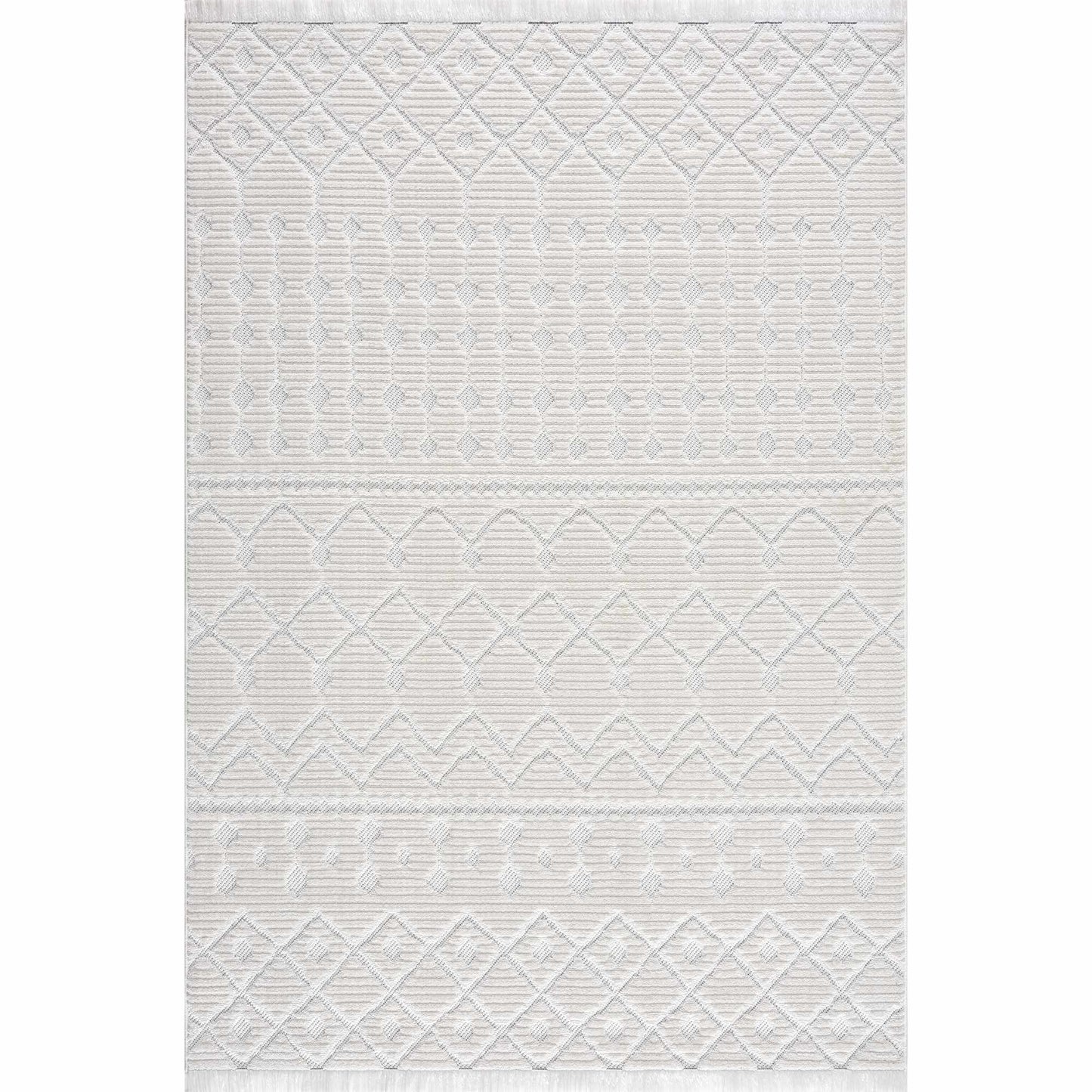 Ivory Beil 3D Fringe Area Rug - Clearance