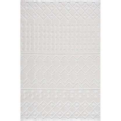Ivory Beil 3D Fringe Area Rug - Clearance