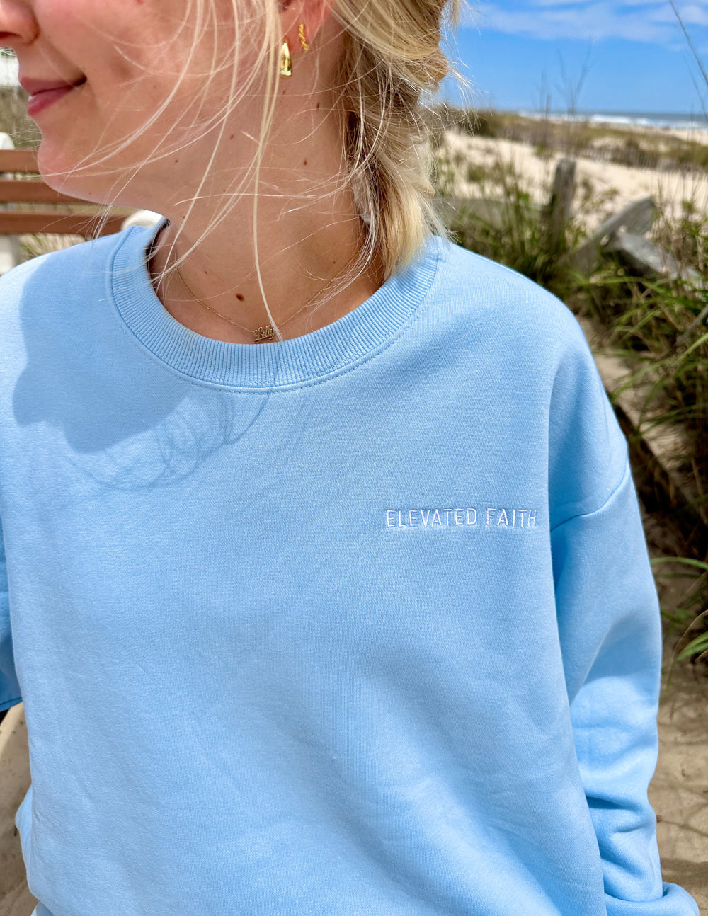 Elevated Faith Basics Dream Blue Unisex Crewneck