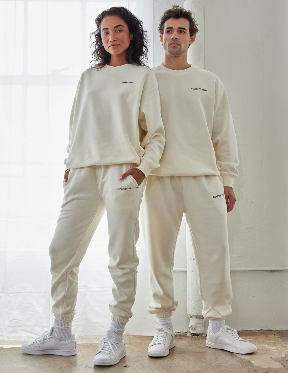 Elevated Faith Basics White Sand Unisex Crewneck