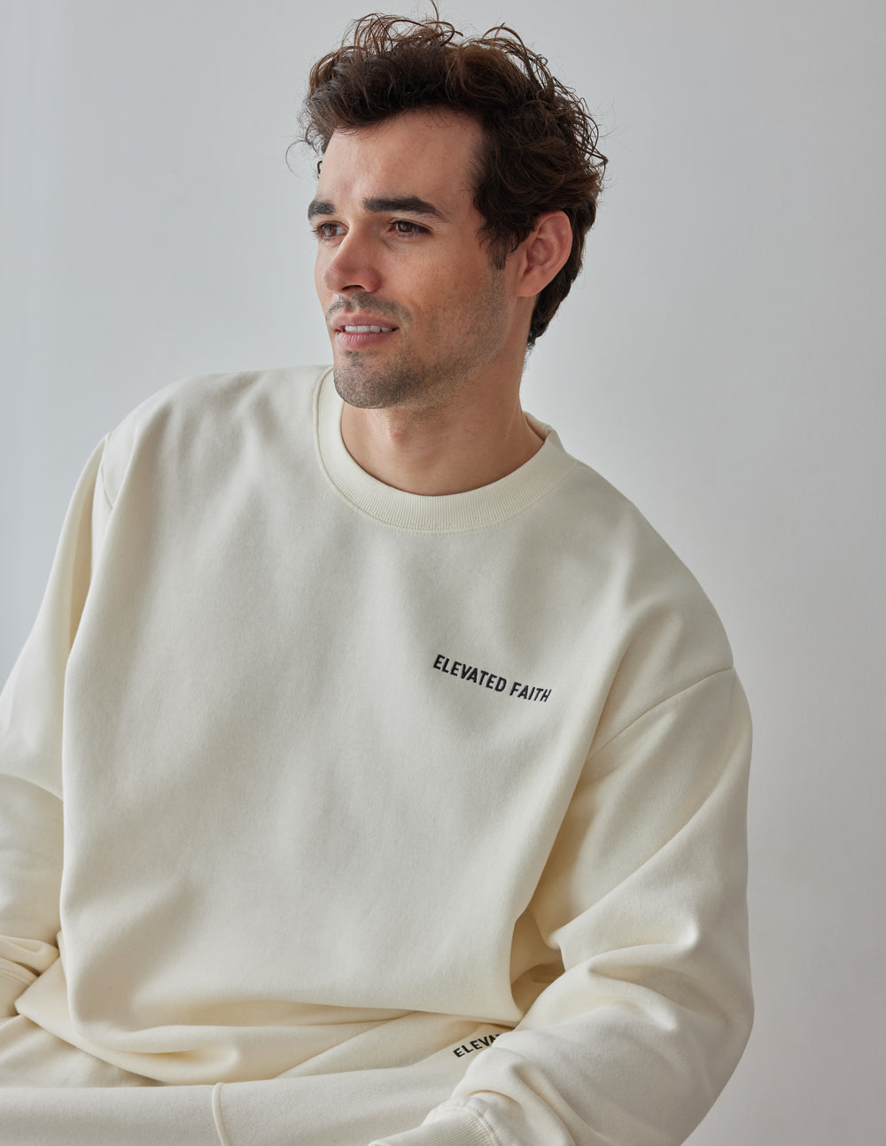 Elevated Faith Basics White Sand Unisex Crewneck