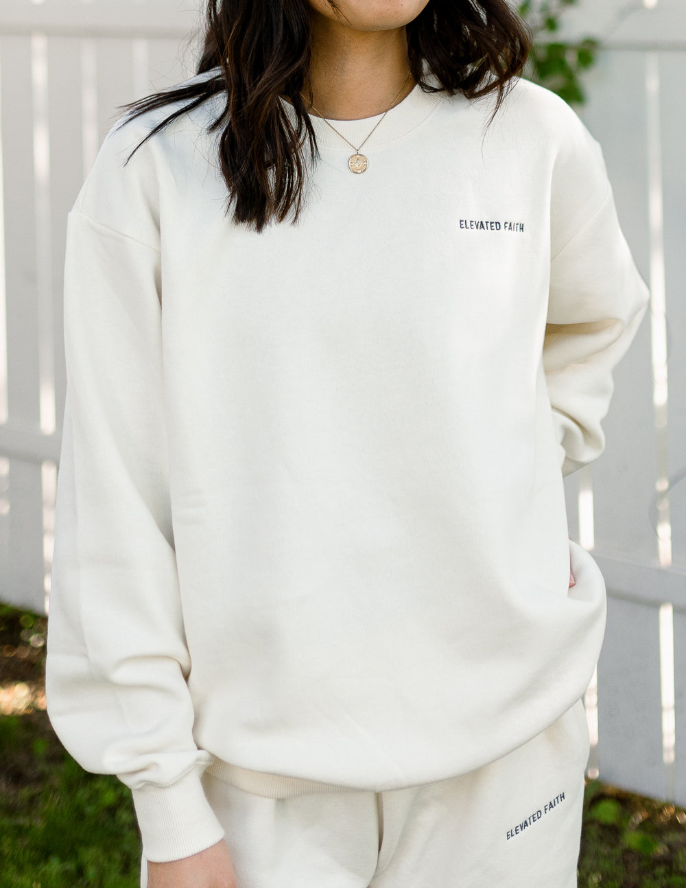 Elevated Faith Basics White Sand Unisex Crewneck