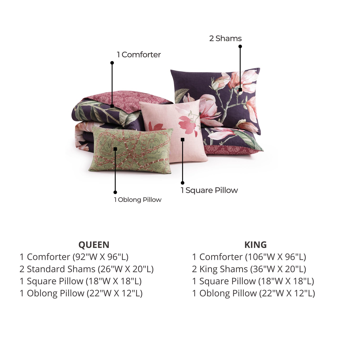 Bebejan Blush Serenade 5 Piece Reversible Comforter Set by Bebejan