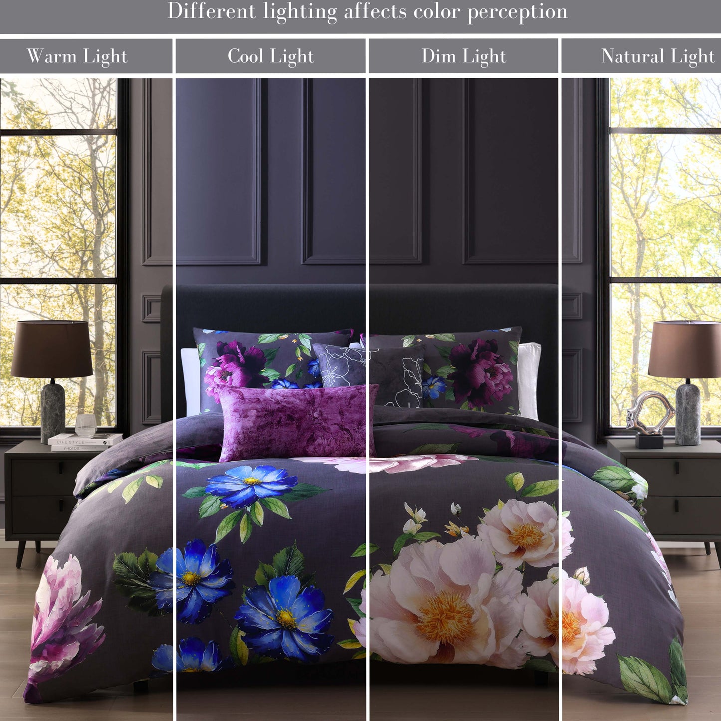 Dark Gray / Multi Floral-