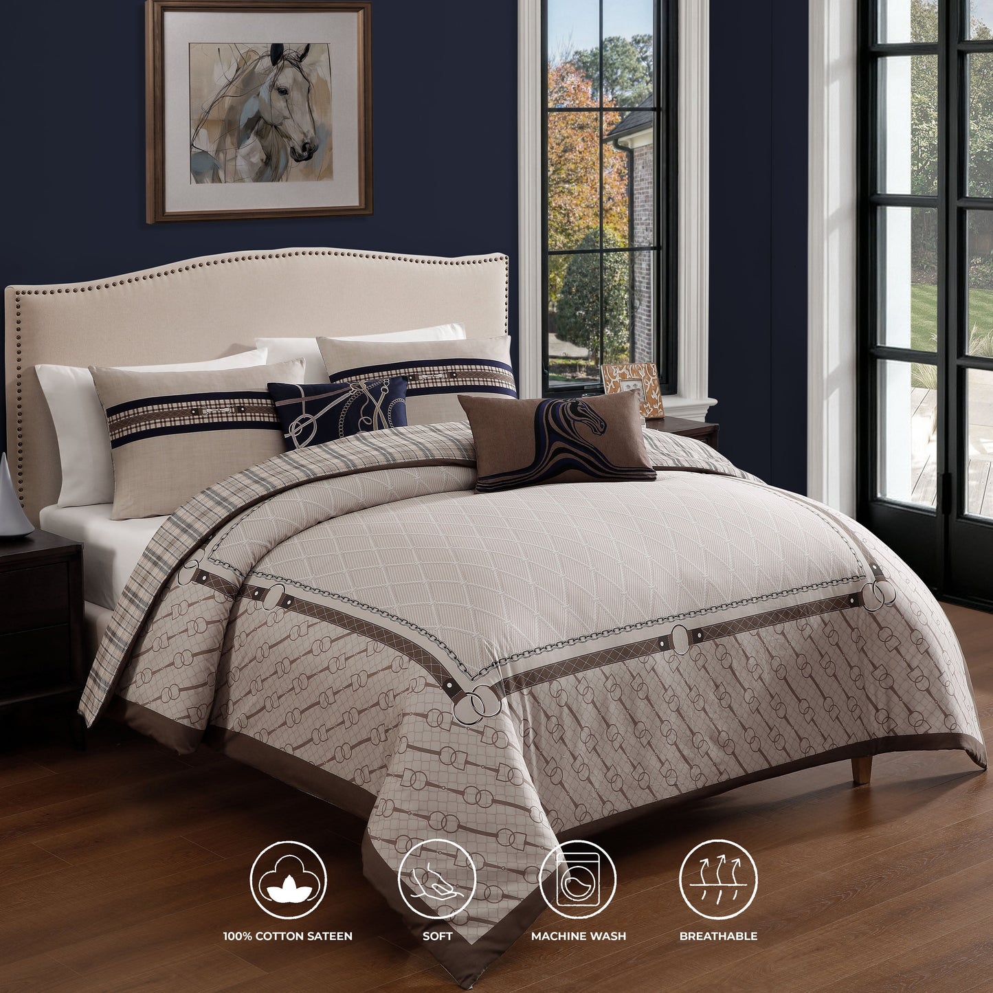 Bebejan Equestrian 5 Piece Reversible Comforter Set