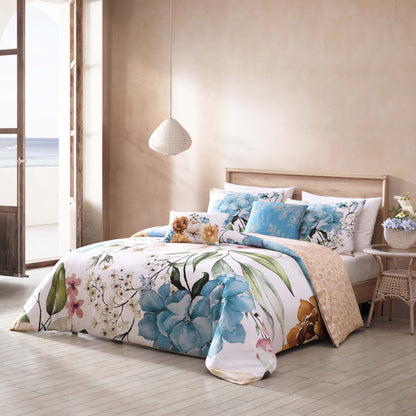 Blue Floral / Beige-