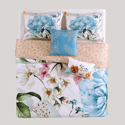 Blue Floral / Beige-