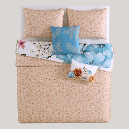 Blue Floral / Beige-