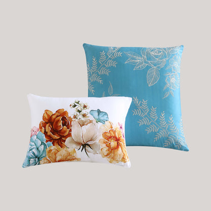 Blue Floral / Beige-