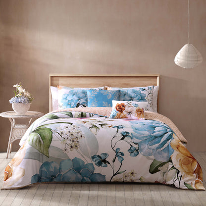 Blue Floral / Beige-