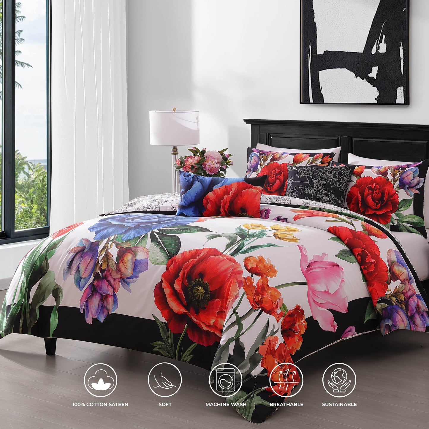 Bebejan Petal Portrait 5 Piece Reversible Comforter Set