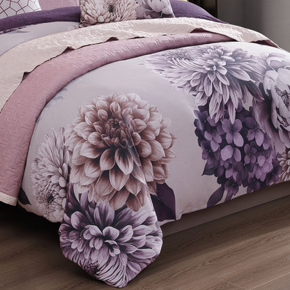 Bebejan Plum Petal 8 Piece Reversible Comforter & Coverlet Set