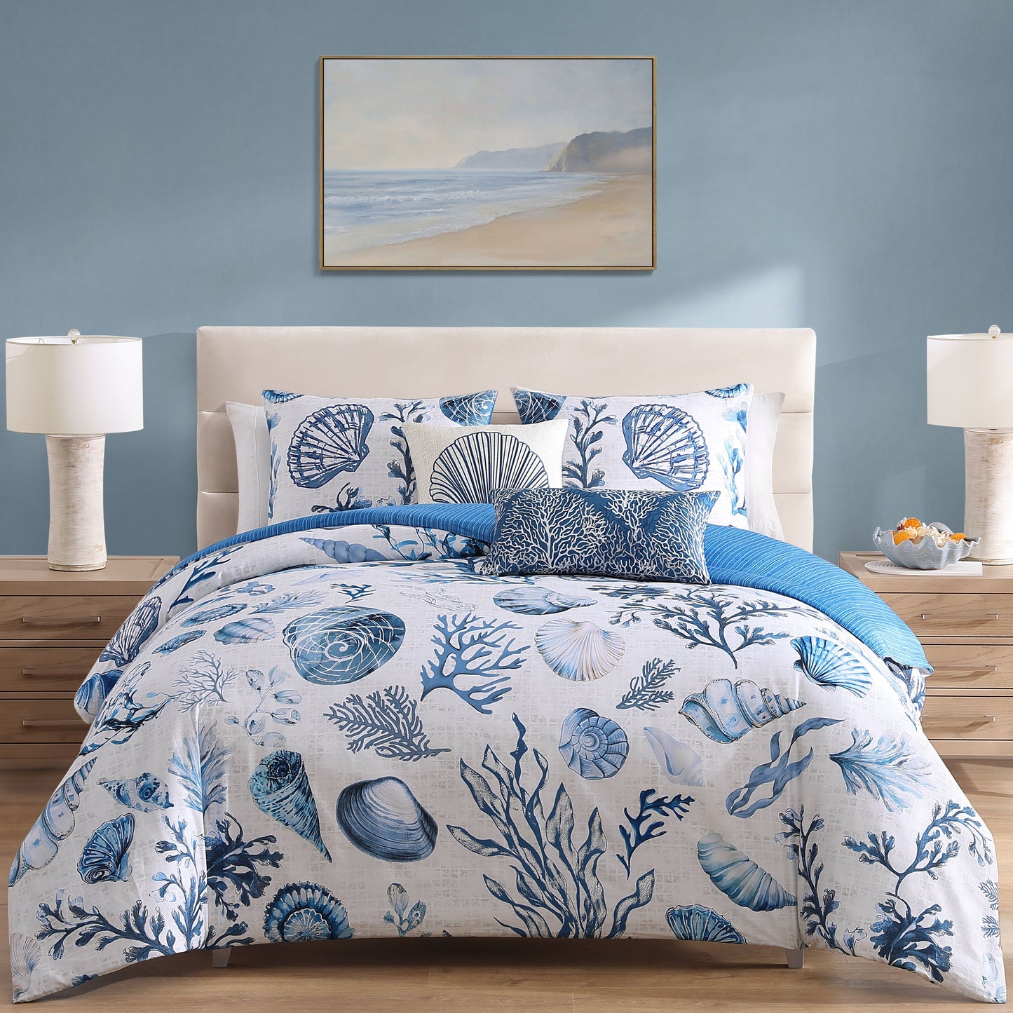 Bebejan Shells and Seaplants 5 Piece Reversible Comforter Set