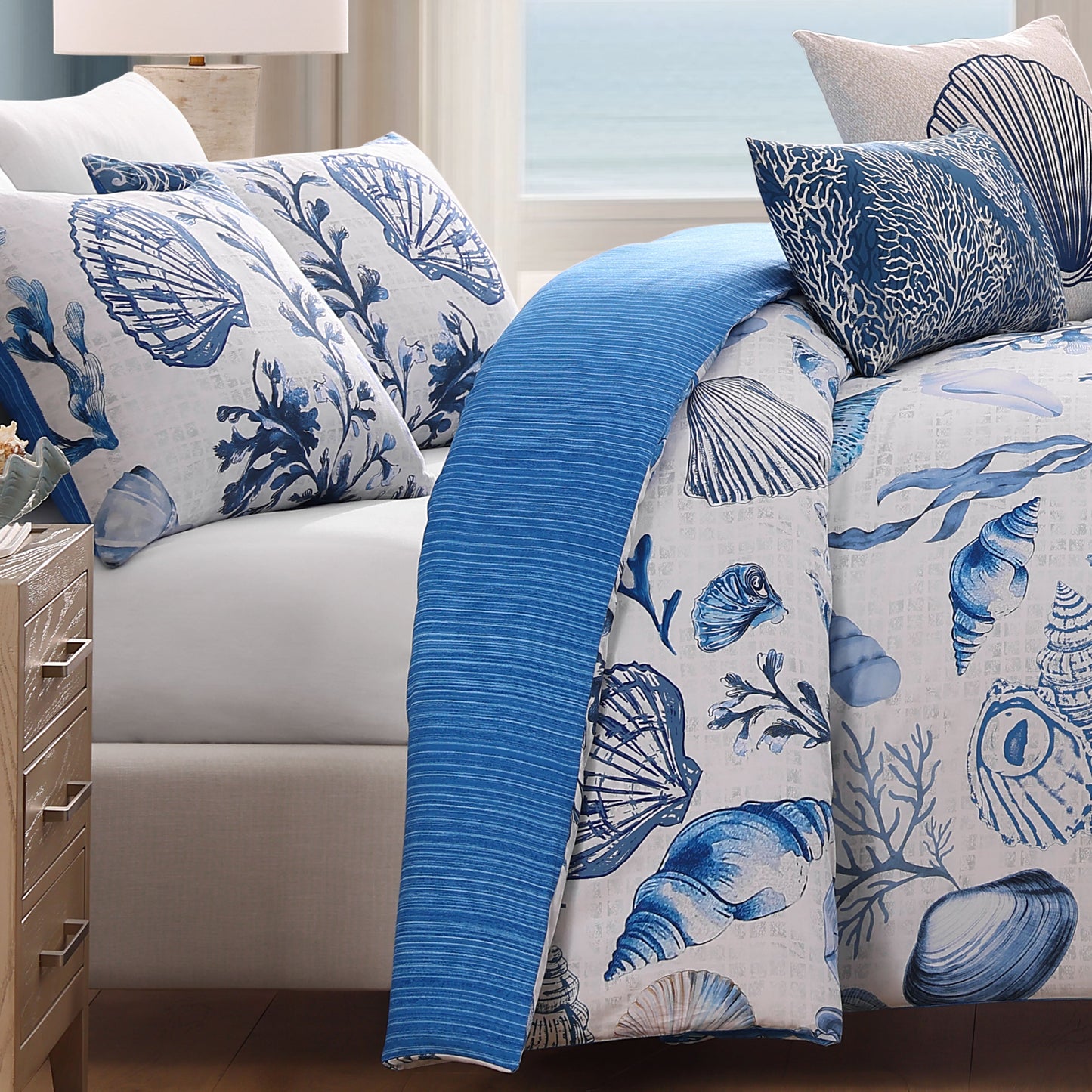 Bebejan Shells and Seaplants 5 Piece Reversible Comforter Set