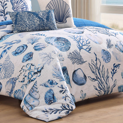 Bebejan Shells and Seaplants 5 Piece Reversible Comforter Set