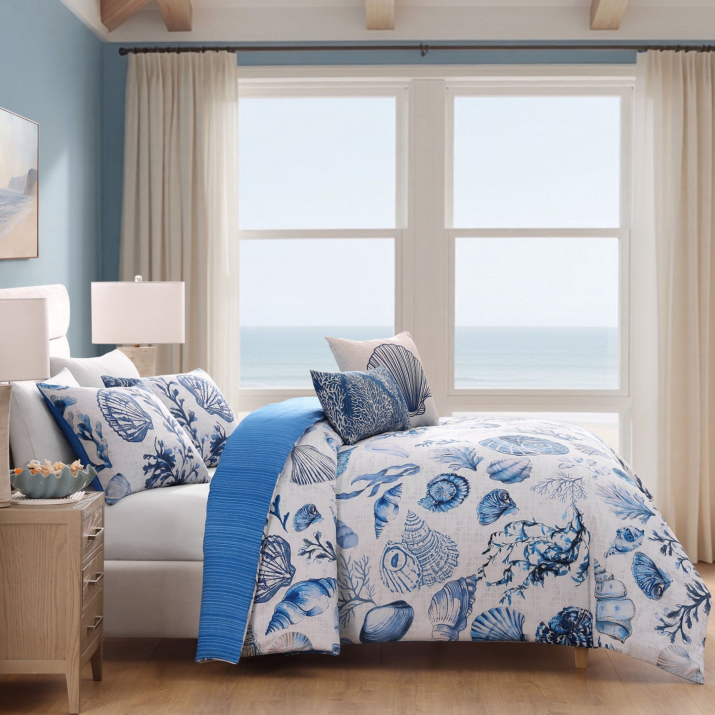 Bebejan Shells and Seaplants 5 Piece Reversible Comforter Set