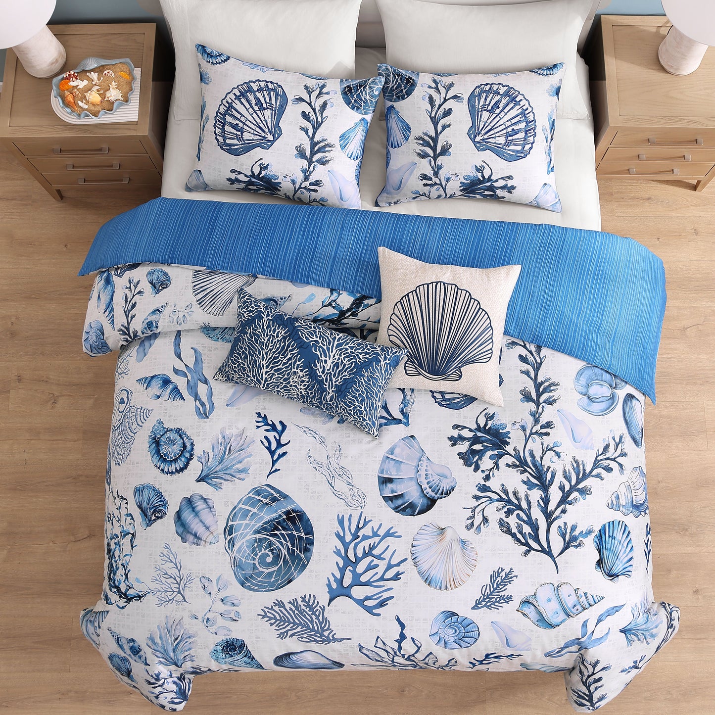 Bebejan Shells and Seaplants 5 Piece Reversible Comforter Set