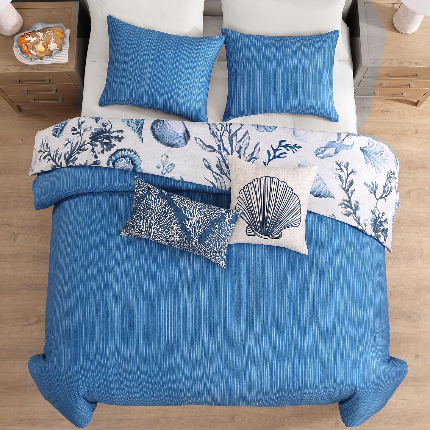 Bebejan Shells and Seaplants 5 Piece Reversible Comforter Set