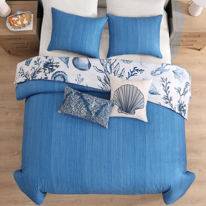 Bebejan Shells and Seaplants 5 Piece Reversible Comforter Set