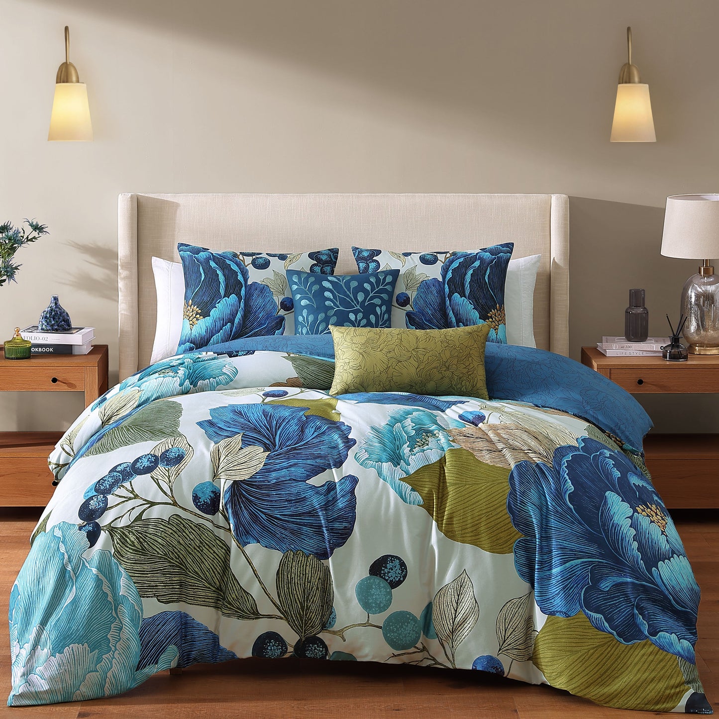 Bebejan Teal Tapestry 5 Piece Reversible Comforter Set