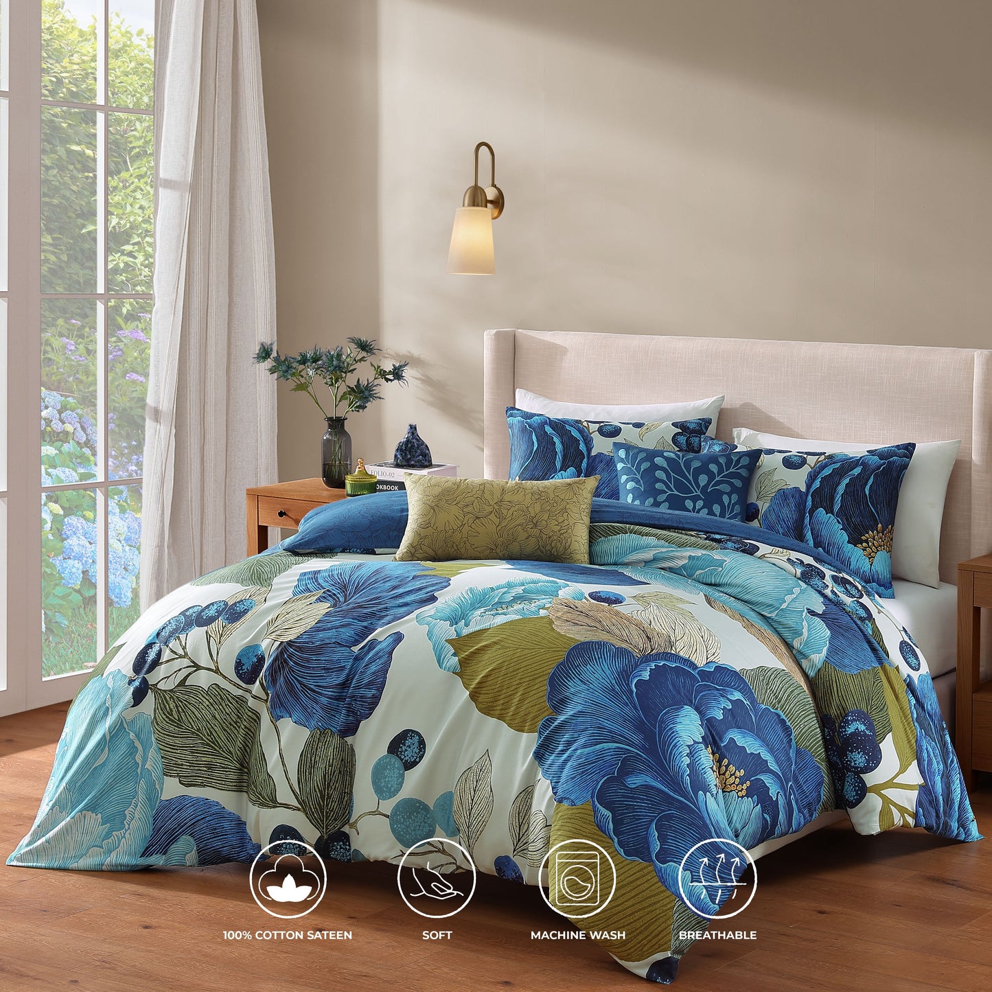 Bebejan Teal Tapestry 5 Piece Reversible Comforter Set