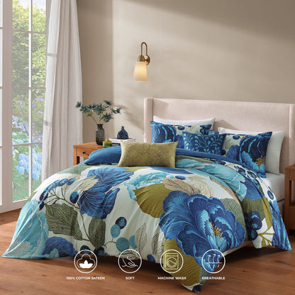 Bebejan Teal Tapestry 5 Piece Reversible Comforter Set
