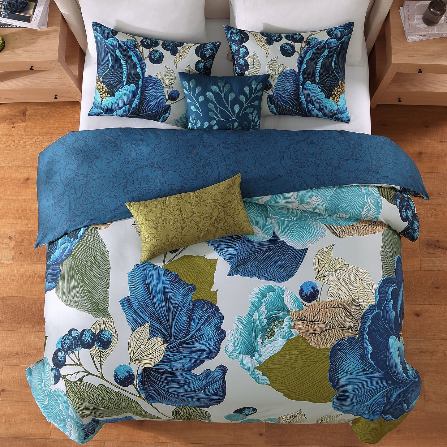 Bebejan Teal Tapestry 5 Piece Reversible Comforter Set