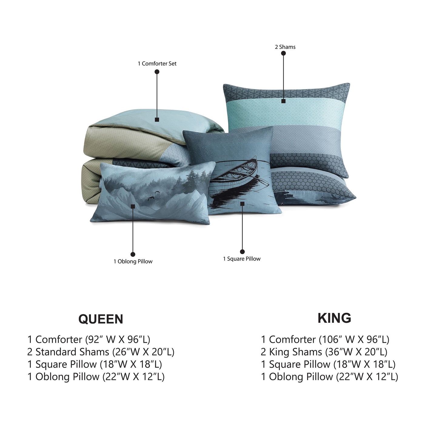 Bebejan Nature Blues 5 Piece Reversible Comforter Set