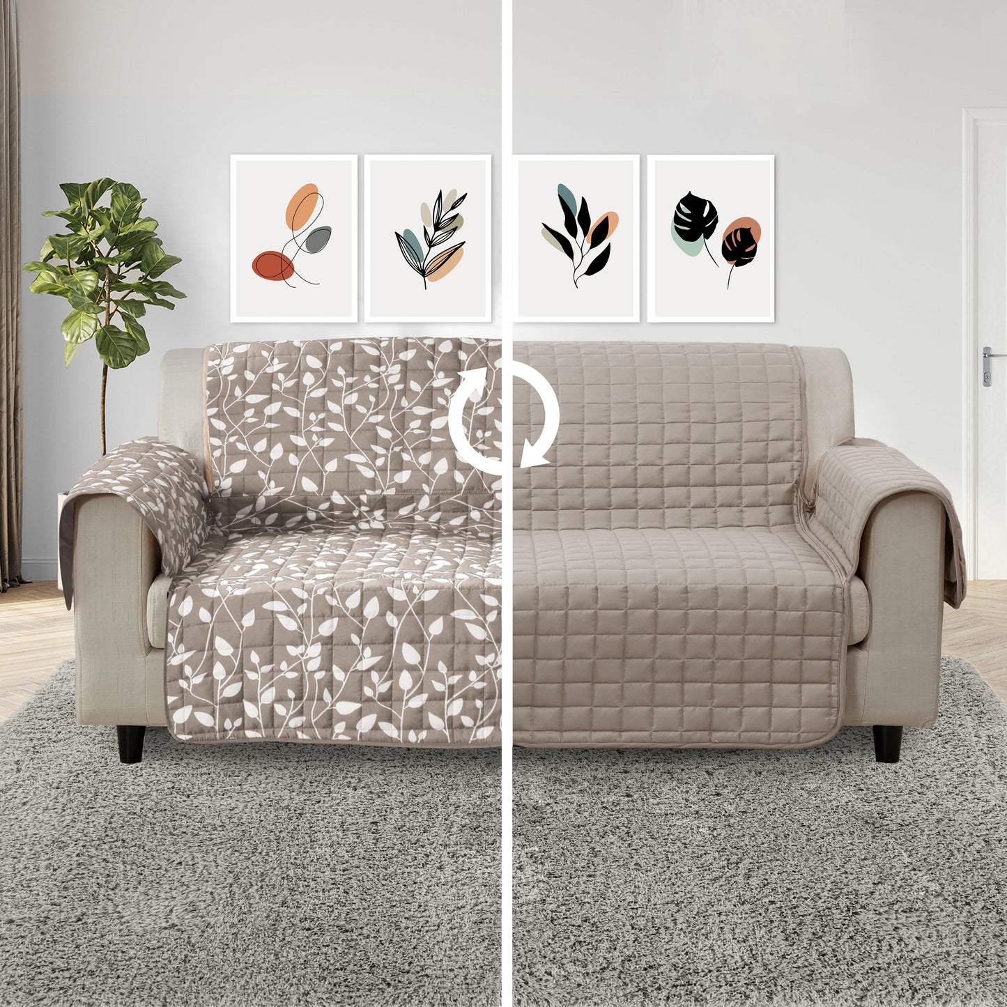 Elegant Comfort Leaves Design Reversible Smart Furniture Protectors