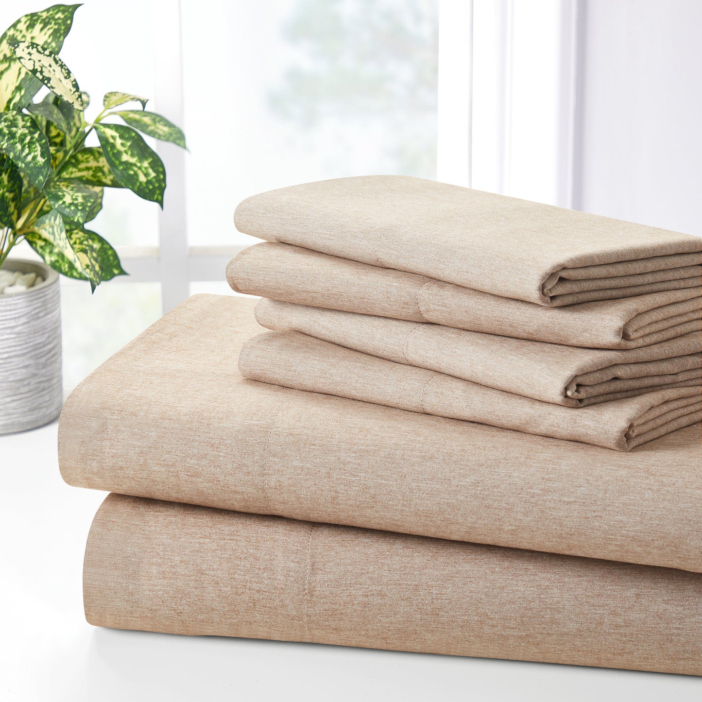 Bamboo 2000 Thread Count 6-Piece Chambray Sheet Set With SnugGrip