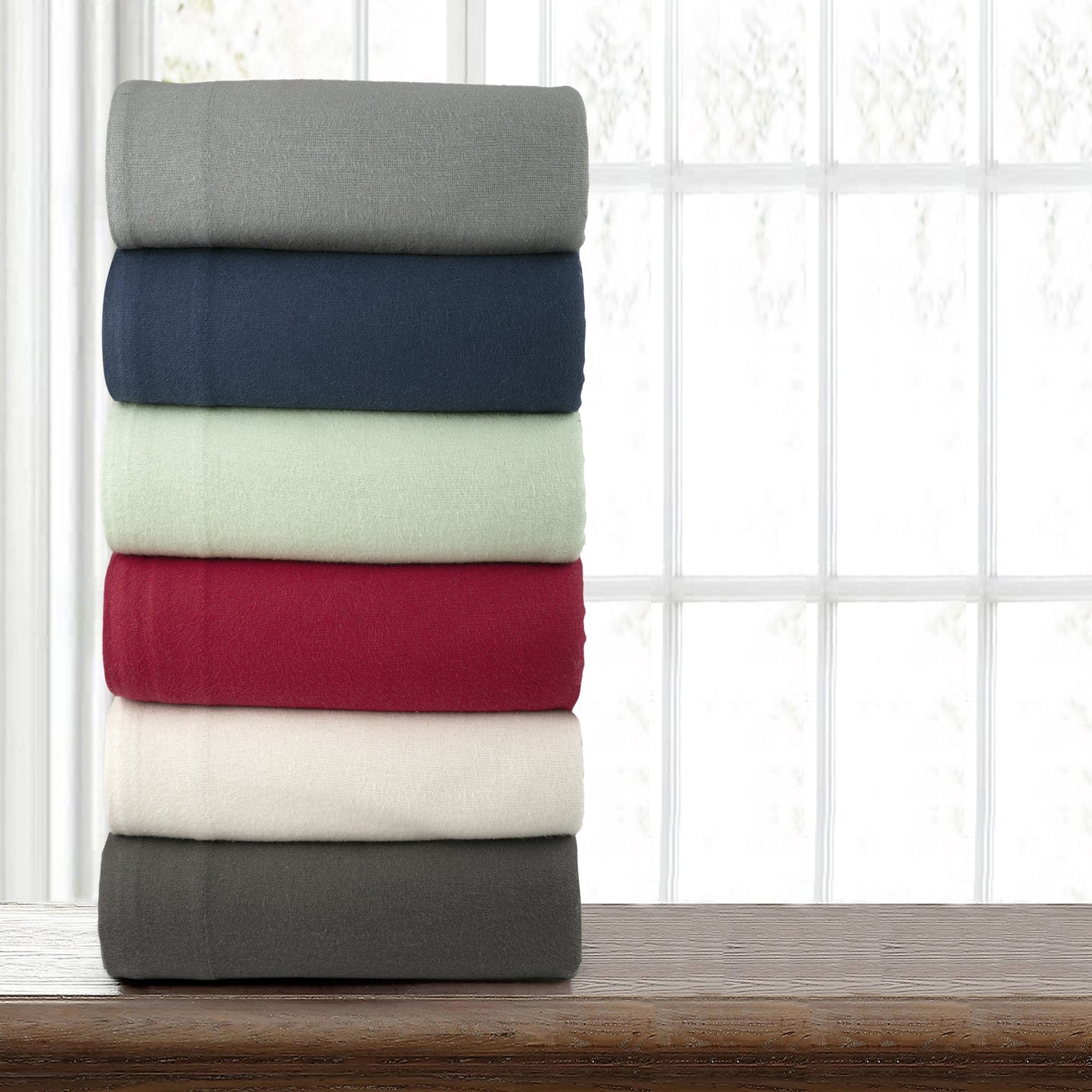 Kathy Ireland 100% Turkish Cotton Solid Flannel Sheet Set