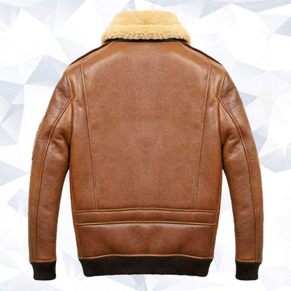 Men’s Aviator Camel Brown A2 Fur Shearling Leather Bomber Jacket