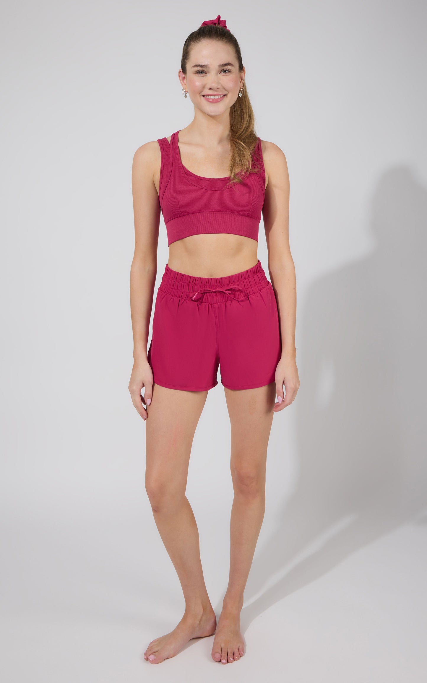 Seamless  Double Layer Bra & Running Short w Scrunchie