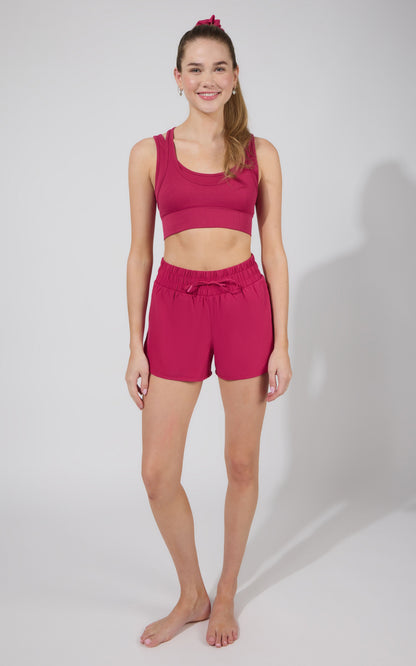 Seamless  Double Layer Bra & Running Short w Scrunchie