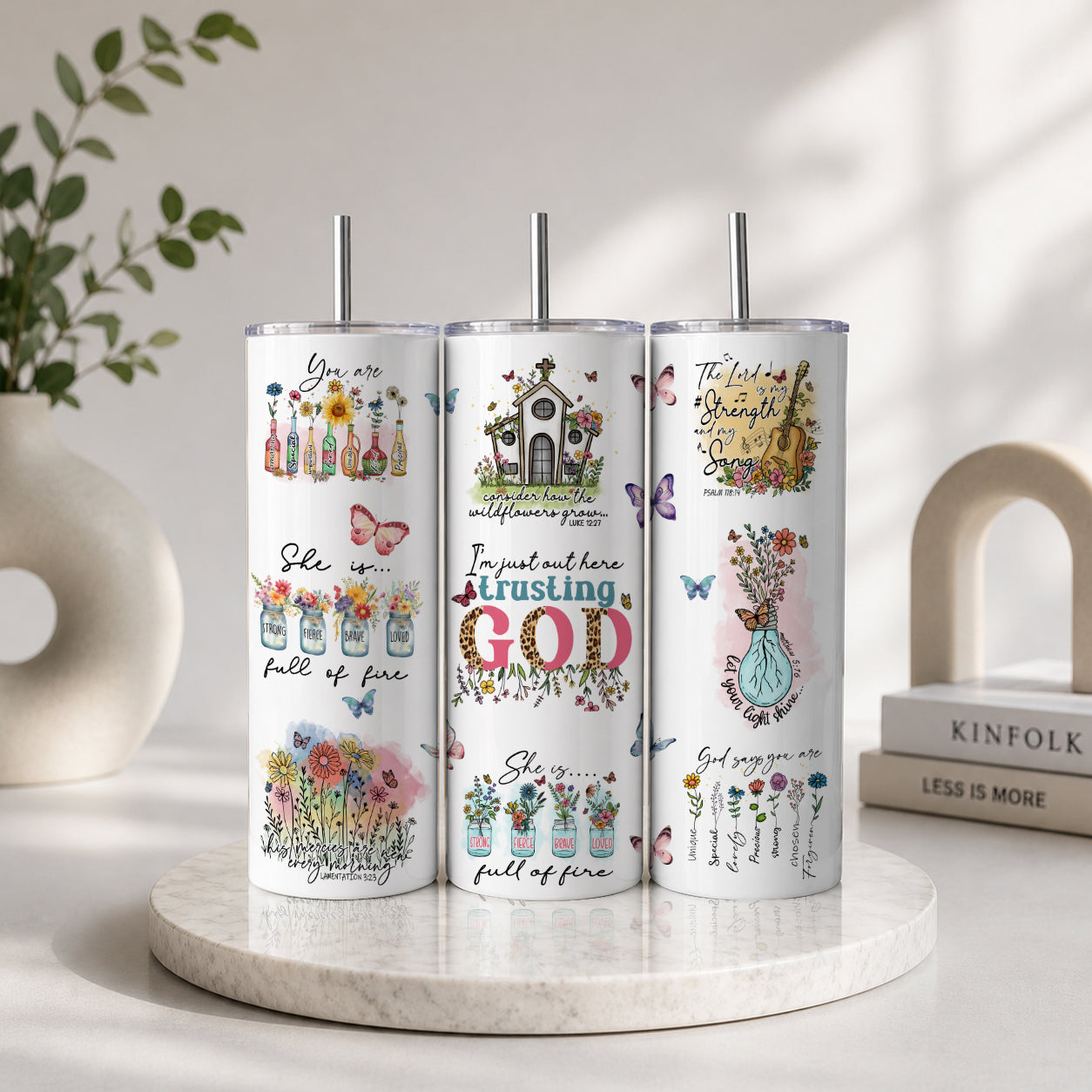 Trusting God Christian Floral – Faith Inspirational Scripture Drinkware